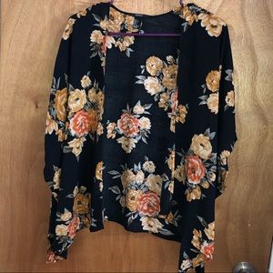Black, Floral Kimono